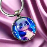 glass cabochon cabochons keyring keychain key ring rings uk cute kawaii animal animals panda pandas rabbit bunny bunnies elephant elephants penguin penguins gift gifts pretty bargain shop store metal silver