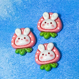 SPRING BUNNY, STRAWBERRIES & FLOWERS Resin Flatbacks