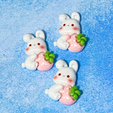 SPRING BUNNY, STRAWBERRIES & FLOWERS Resin Flatbacks