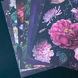 deep floral 160gsm scrapbooking paper set with dark flowers