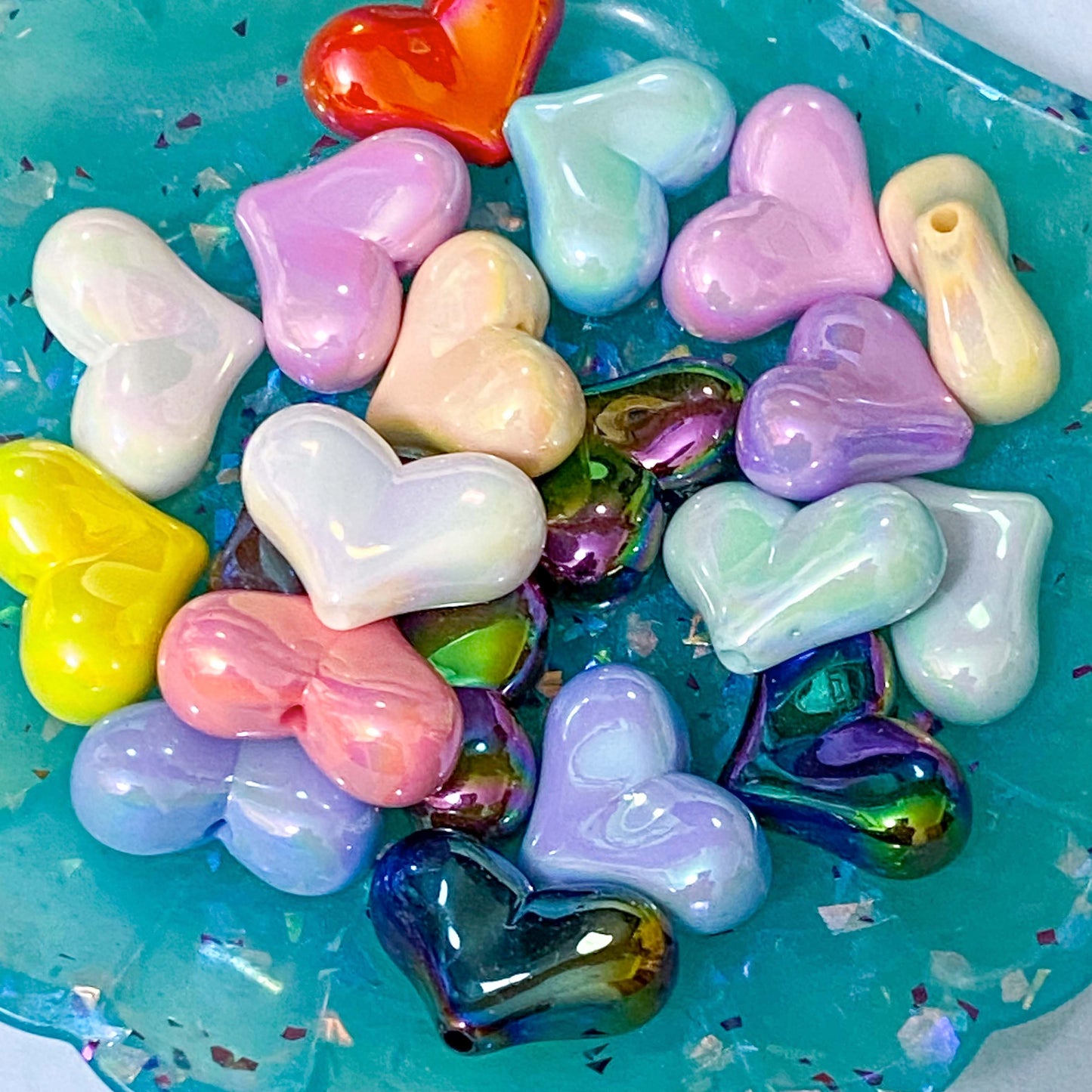 pearl pearly large big jumbo acrylic bead beads cute kawaii colourful iridescent coated ab sheen unicorn unicorns bow bows bear bears heart hearts craft supplies uk shop store crafts