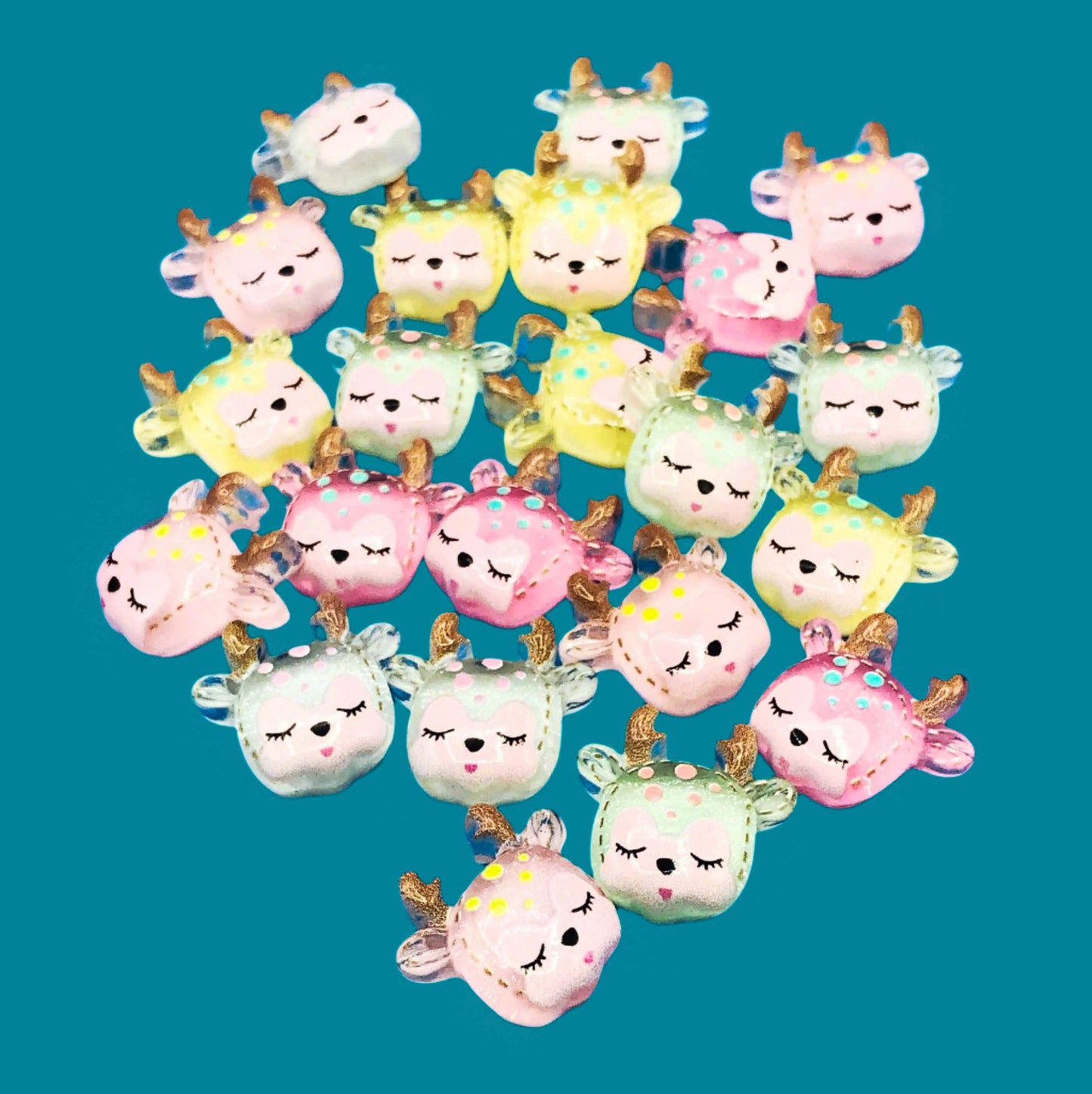 BABY DEER  Pastel Glitter Resin Flatback 20mm BUNDLE OF 2
