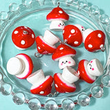 red and white mushroom mushrooms resin charm charms pendant pendants cute kawaii uk craft supplies shop store smiling happy face faces 20mm silver tone hook jewellery making woodland theme autumn spot spotted fungi toadstool toadstools