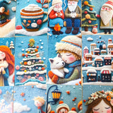 winter postcard post card cards cute kawaii set pack of 3  beautiful snowy christmas stationery uk shop store planner addict 3d sewn sewing embroidery felt fox foxes tree trees girl girls snowman blue orange colourful bright vibrant