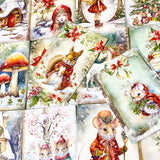 mouse mice magic magical postcard postcards bundle set of 3 card cards post stationery shop store uk cute kawaii festive green red fairy unicorn door doorway foliage plants flowers cute kawaii gift gifts deer cottage wood woodland animal animals squirrel