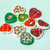 Christmas Beads GREEN GLASS TREE & JUMBO ACRYLIC HEARTS