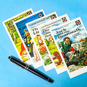 vintage ladybird fairy tale postcards set of 5 featuring Cinderella, Red Riding Hood, Jack and The Beanstalk packaged set