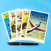 vintage ladybird book postcards of transport and travel covers set of 5