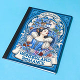 snow white fairytale sticker book with 18 pages of clear and washi paper stickers on a blue background