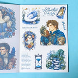 snow white fairytale sticker book with 18 pages of clear and washi paper stickers on a blue background