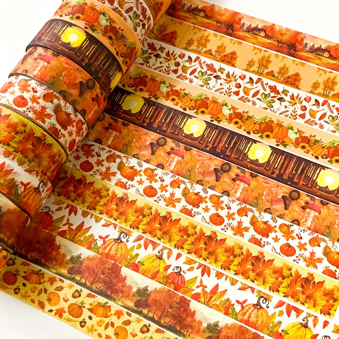 autumn halloween woodland forest gold red orange tellow leaf tree washi tape uk cute kawaii 7m roll tape stationery shop store supplies planner addict