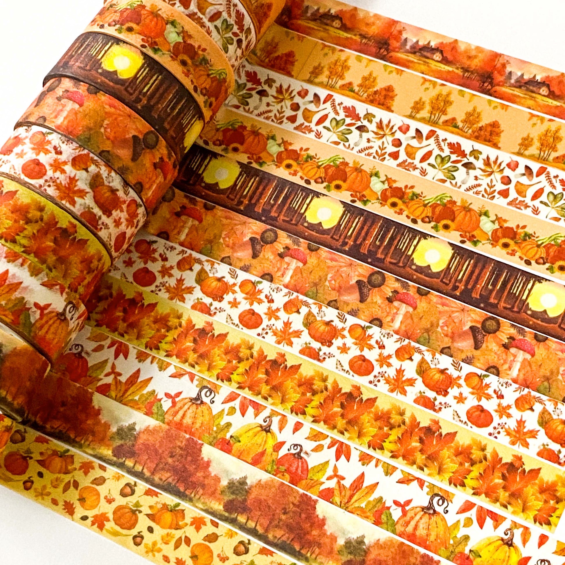 autumn halloween woodland forest gold red orange tellow leaf tree washi tape uk cute kawaii 7m roll tape stationery shop store supplies planner addict
