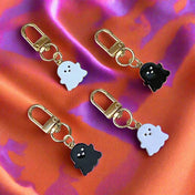 ghost ghosts white black planner clip charm charms clips key ring keychain keyrings gold metal enamel uk cute kawaii gift gifts shop store halloween spooky