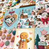 pastel gingerbread men man cottage deer cookie cookies house tree winter christmas festive card postcard postcards decoration decorations baking food set of 3 uk cute kawaii stationery shop store pretty beautiful 