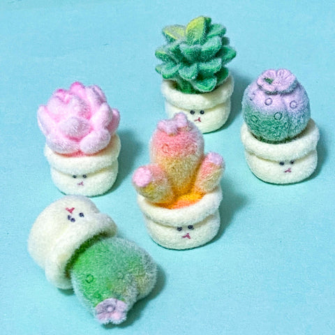 JUMBO FUZZY Acrylic BEAD- Flocked CACTUS PLANT *some seconds