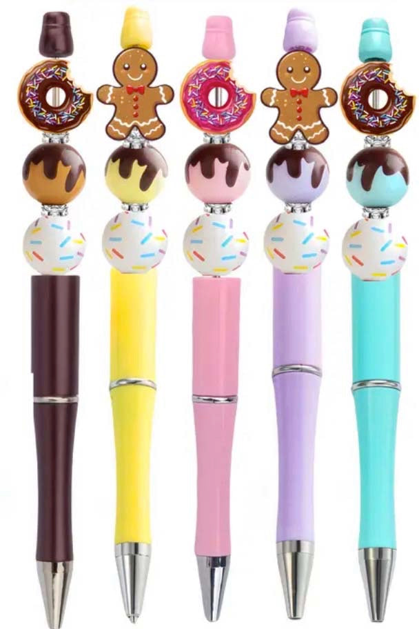 Beaded SWEET TREATS PENS Black Ballpoint KIT (13 pieces inc 2 Pens)
