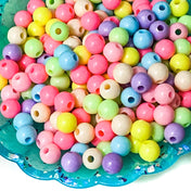 8mm small round acrylic bead beads bundle pastel mid colours pink lemon yellow blue light green mint cream lilac uk cute kawaii craft supplies mix bag