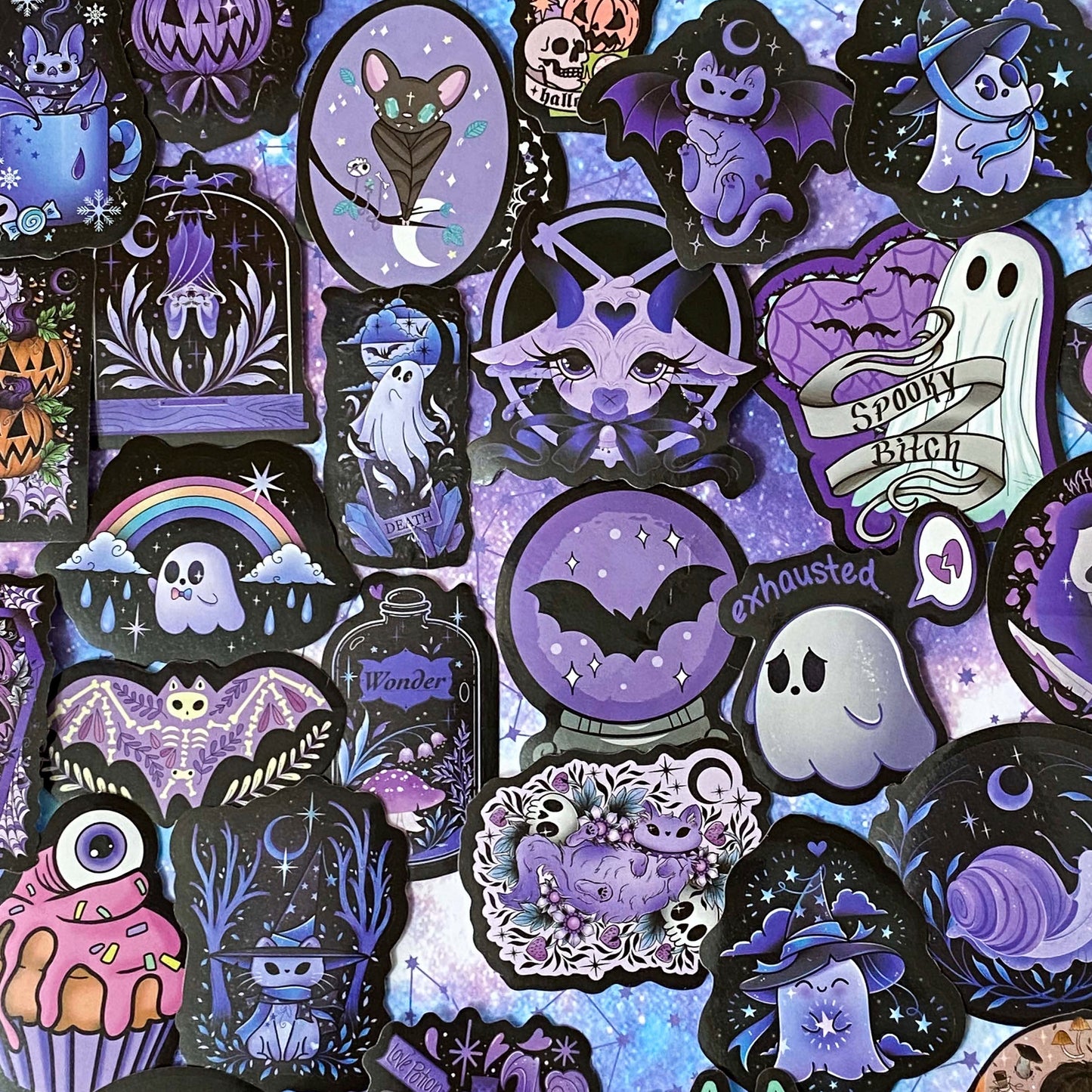 BLACK & PURPLE SPOOKY BUT CUTE Laptop / Decorative Stickers Set
