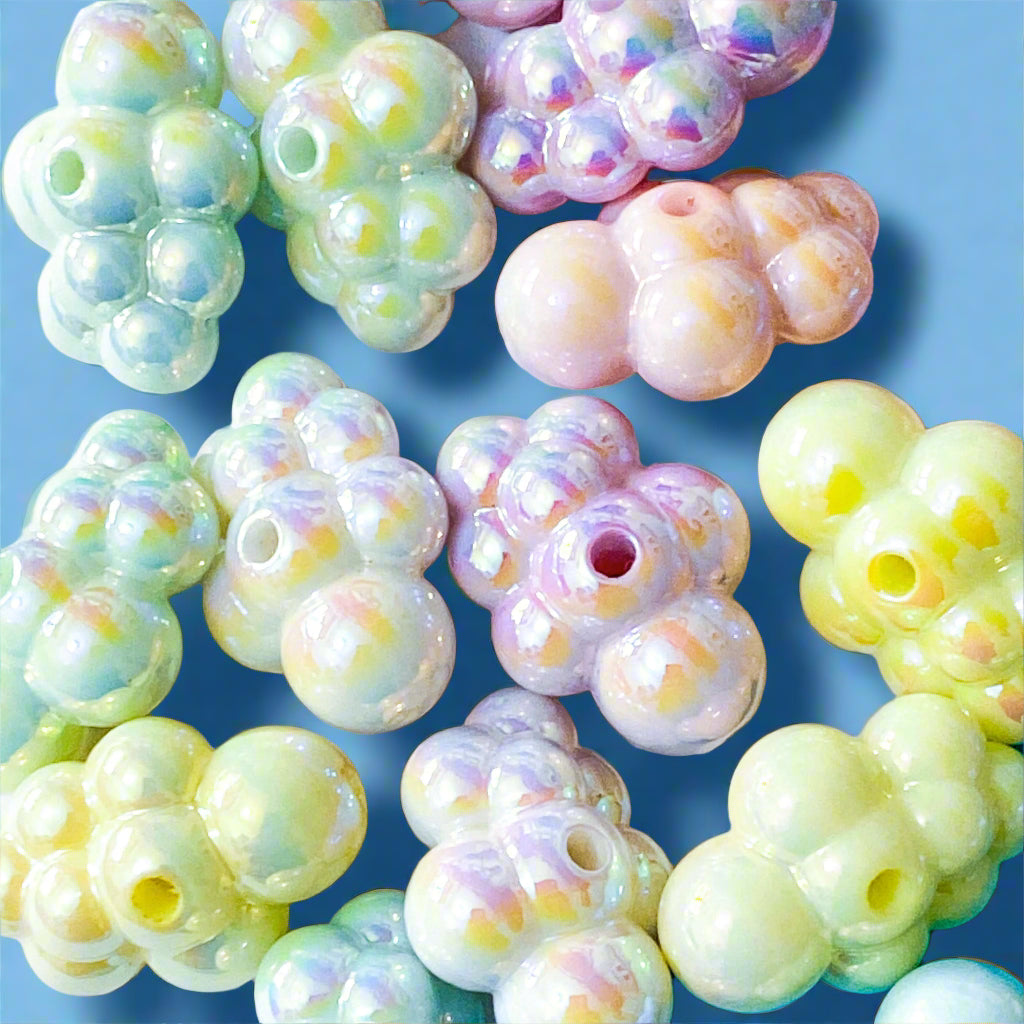 Very LARGE FLUFFY CLOUD Iridescent ACRYLIC BEAD 24-25mm