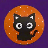 large halloween sticker stickers seal seals round 38mm 1.5" big packaging supplies cute kawaii uk shop store stationery supplies fun kids party spooky bat bats cat cats black purple green orange pumpkin monster frankenstein candy corn spider ghost ghosts spiders hat witch witches