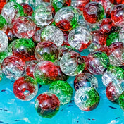 8mm large round crackle glaze glass bead beads pack set red green white Christmas ombre colour colours festive big uk cute kawaii craft supplies shop store pretty