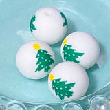 snow globe globes snowglobe white green blue pattern patterned silicone bead beads jumbo large big chunky 27mm 15mm round deep christmas festive decorative beaded pen pens make your own jewellery keyring uk cute kawaii craft supplies tree trees 