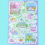 matte satin animal animals kawaii cute sticker stickers sheet sheets pack uk stationery panda cat bear chick monkey bunny miffy kitty adorable flat set pastel colours planner supplies shop store