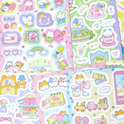 matte satin animal animals kawaii cute sticker stickers sheet sheets pack uk stationery panda cat bear chick monkey bunny miffy kitty adorable flat set pastel colours planner supplies shop store