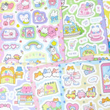 matte satin animal animals kawaii cute sticker stickers sheet sheets pack uk stationery panda cat bear chick monkey bunny miffy kitty adorable flat set pastel colours planner supplies shop store