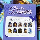 hidden worlds dreamgate fantasy portal large clear sticker pack with ornate doors, glowing entrances and magical celestial scenes