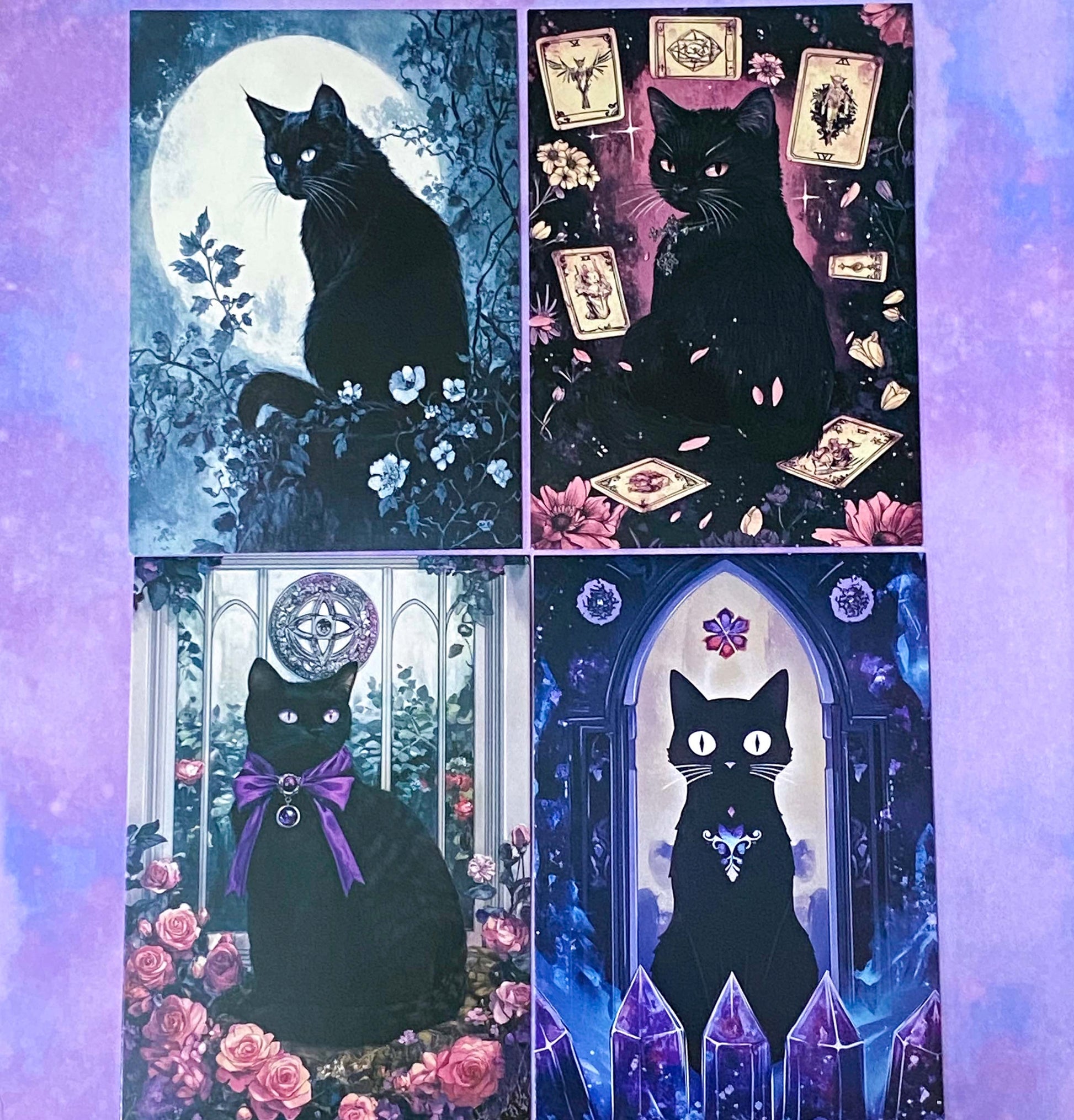 black cat cats postcard postcards post card cards uk cute kawaii stationery shop store witch magic magical planner supplies set of  pack bargain bundle lover lovers kitty