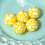 lemon lemons themed fruit fruits silicone bead beads jumbo very large big chunky uk cute kawaii green and yellow patterned craft supplies shop store pretty beaded pen pens make your own jewellery leaf leaves print 28mm 15mm round soft