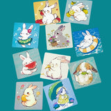 HAPPY BUNNY Small Square Stickers 25mm x 10