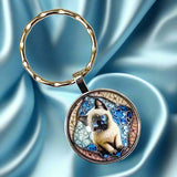 CATS Glass Cabochon Silver Tone KEYRING- NEW DESIGNS!!