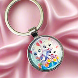 CATS Glass Cabochon Silver Tone KEYRING- NEW DESIGNS!!