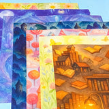 fairy story magical fantasy pack of 8 80gsm scrapbooking paper sheets with mushrooms, castles, crystals, dragons, books, animals and mermaids