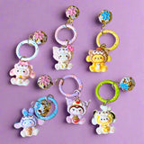  japanese cute kawaii keyring clip bag charm charms with jingle bell bells uk gift gifts shop store pastel colours animal animals
