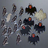 spooky halloween ghost ghosts black silver tone metal enamel enamelled charm charms pendant raven black bird birds magic magical stars crescent moon uk cute kawaii craft supplies jewellery making crow rook witchcraft