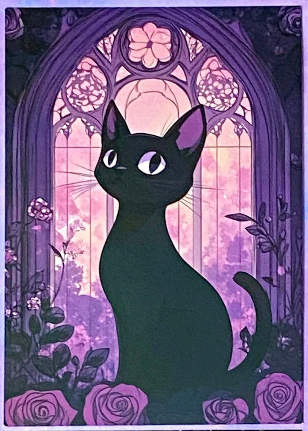 black cat cats postcard postcards post card cards uk cute kawaii stationery shop store witch magic magical planner supplies individual colourful bargain  lover lovers kitty