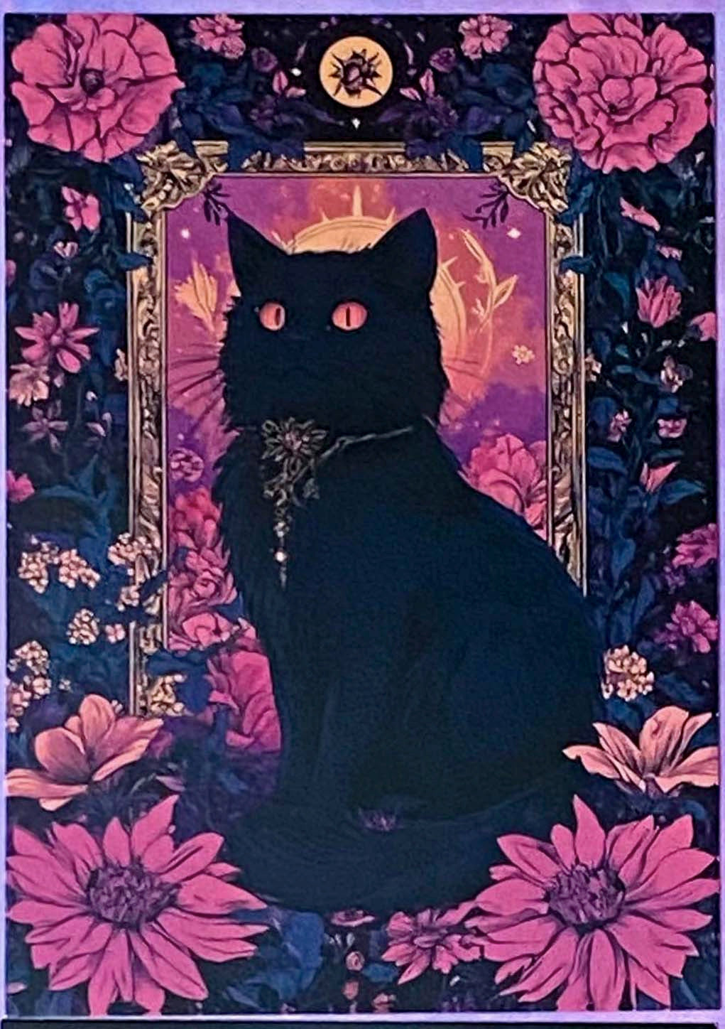 black cat cats postcard postcards post card cards uk cute kawaii stationery shop store witch magic magical planner supplies individual colourful bargain  lover lovers kitty