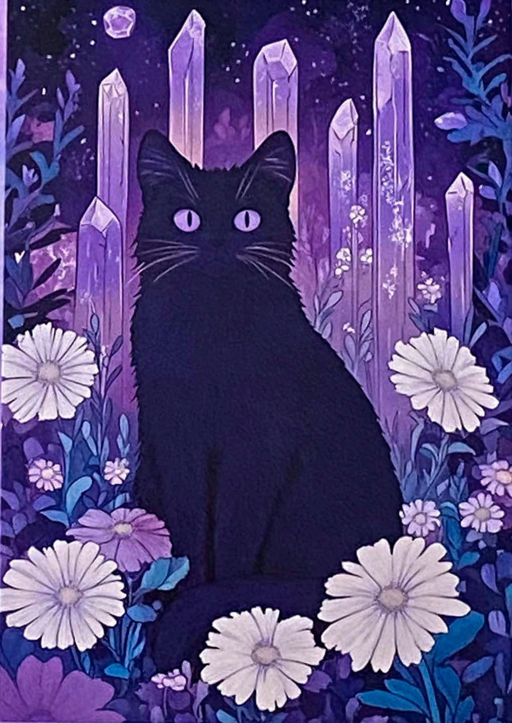 black cat cats postcard postcards post card cards uk cute kawaii stationery shop store witch magic magical planner supplies individual colourful bargain  lover lovers kitty