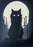black cat cats postcard postcards post card cards uk cute kawaii stationery shop store witch magic magical planner supplies individual colourful bargain  lover lovers kitty