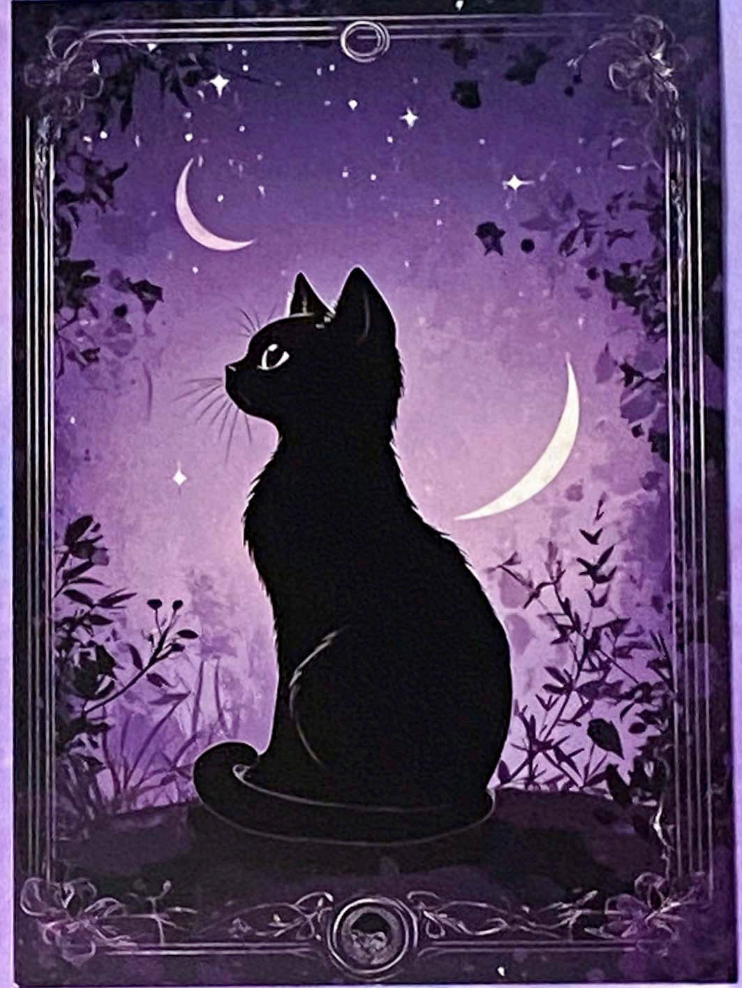 black cat cats postcard postcards post card cards uk cute kawaii stationery shop store witch magic magical planner supplies individual colourful bargain  lover lovers kitty