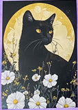 black cat cats postcard postcards post card cards uk cute kawaii stationery shop store witch magic magical planner supplies individual colourful bargain  lover lovers kitty