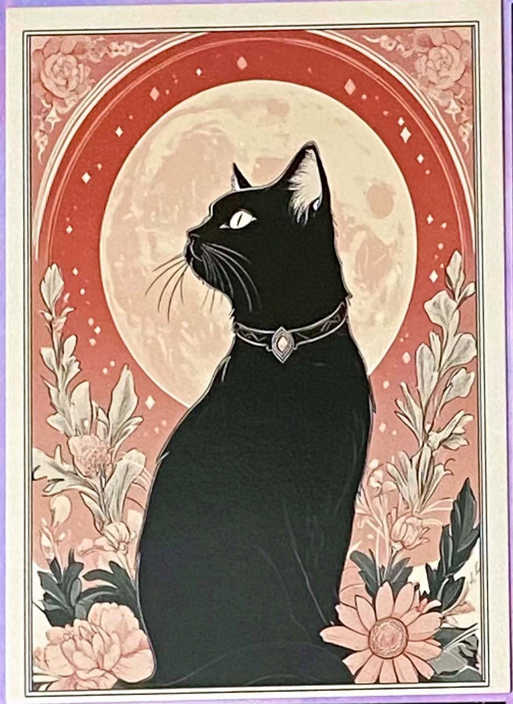 black cat cats postcard postcards post card cards uk cute kawaii stationery shop store witch magic magical planner supplies individual colourful bargain  lover lovers kitty