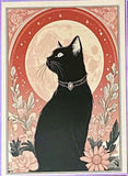 black cat cats postcard postcards post card cards uk cute kawaii stationery shop store witch magic magical planner supplies individual colourful bargain  lover lovers kitty