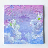 sticky memo memos pad note notes square art painted painting oil nature blue purple lilac flower flowers floral uk cute kawaii stationery pink cloud clouds mountain fuji meadow blossom blossoms spring textured pretty