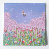 sticky memo memos pad note notes square art painted painting oil nature blue purple lilac flower flowers floral uk cute kawaii stationery pink cloud clouds mountain fuji meadow blossom blossoms spring textured pretty