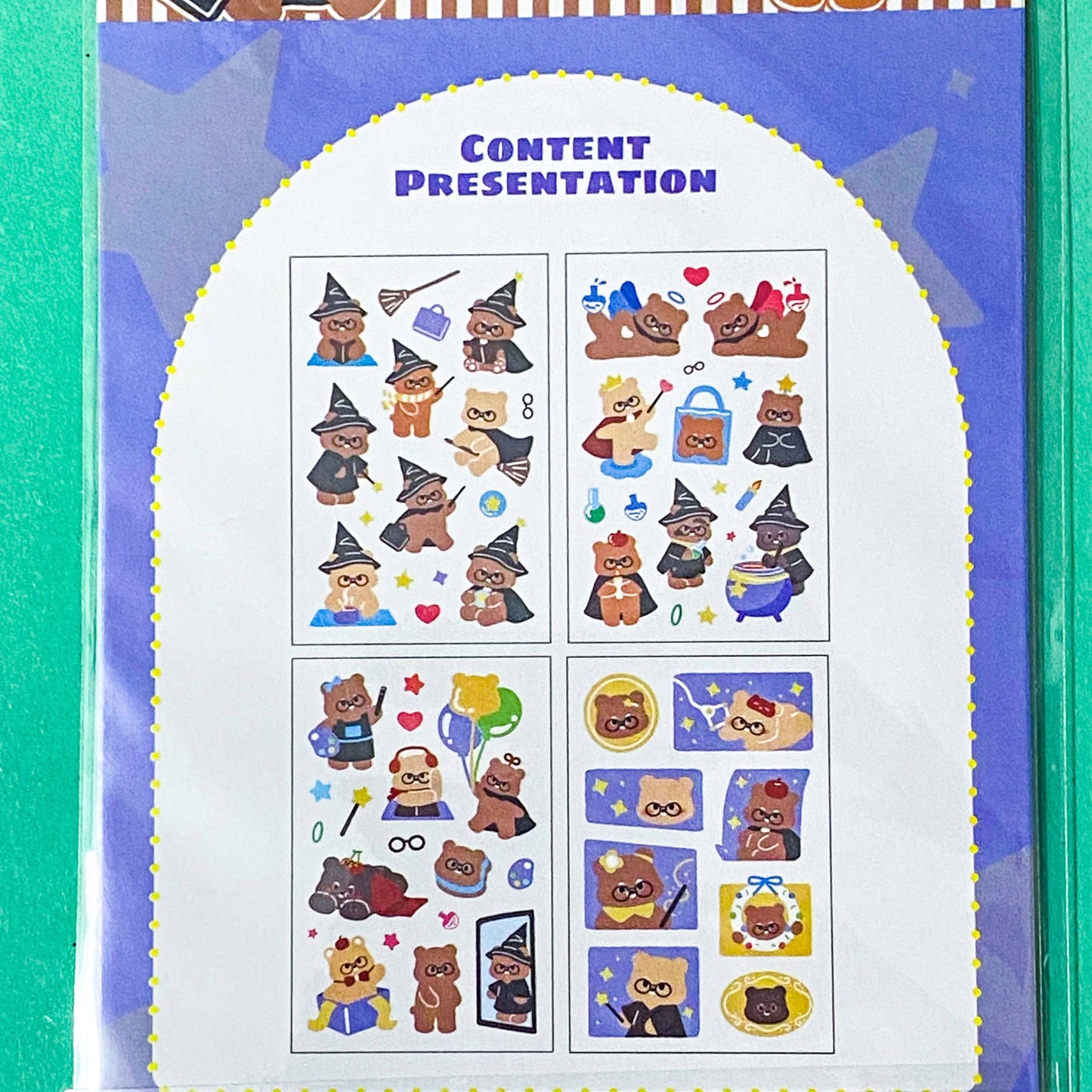 bear brown bears cute kawaii cat cats black kitten bunny bunnies rabbit rabbits puppy dog dogs sticker sheets pack of 4 clear plastic colourful stationery supplies shop store uk set gift gifts pretty pink red lilac yellow pet