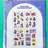 bear brown bears cute kawaii cat cats black kitten bunny bunnies rabbit rabbits puppy dog dogs sticker sheets pack of 4 clear plastic colourful stationery supplies shop store uk set gift gifts pretty pink red lilac yellow pet